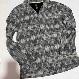 Frye Men’s Size Large Sleep Shirt Lounge Shirt Button Pocket Collar Black Gray